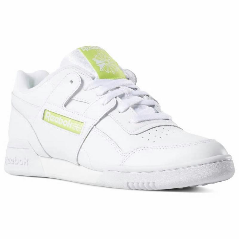 Reebok Workout Plus Tenisky Panske - Biele/Svetlo Zelene YB1503DM